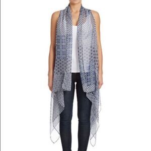 Lord & Taylor Printed Open-Front Vest-BLUE PRINT-One Size